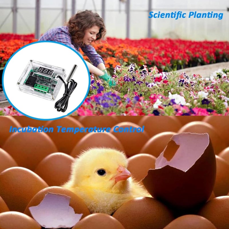 AEDIKO W1209 DC 12V Digital Temperature Controller Board Blue Digital Display Thermostat -50-110°C Electronic Temperature Temp Control Module Switch with Waterproof Case (1pc Red) - Image 5